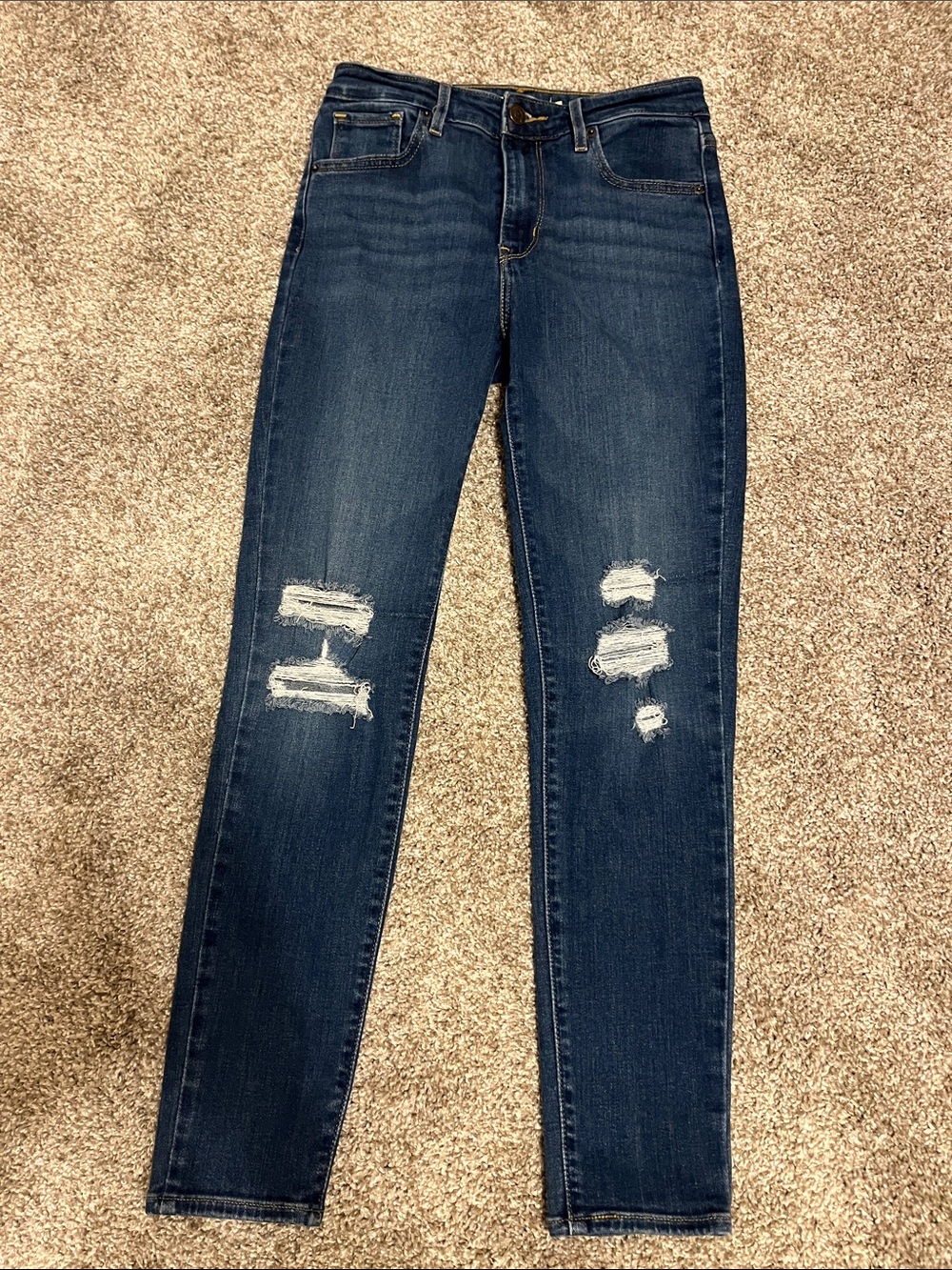 Levi Strauss Dark Blue Distressed Women's High Rise Skinny Ankle Jeans- NWOT